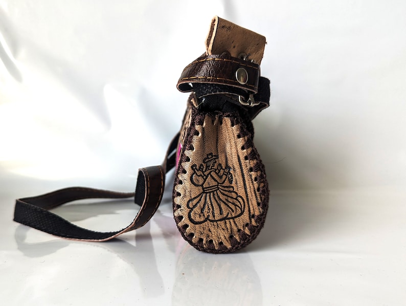 Handmade Peruvian Leather Crossbody Bag (Small) - Cusco Andean Textile - Image 4