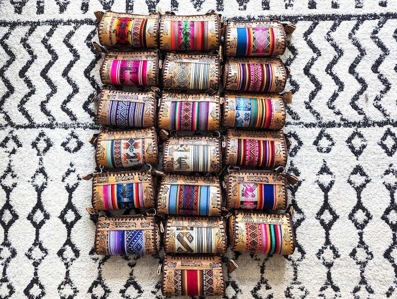 Handmade Peruvian Leather Crossbody Bag (Small) - Cusco Andean Textile - Image 8